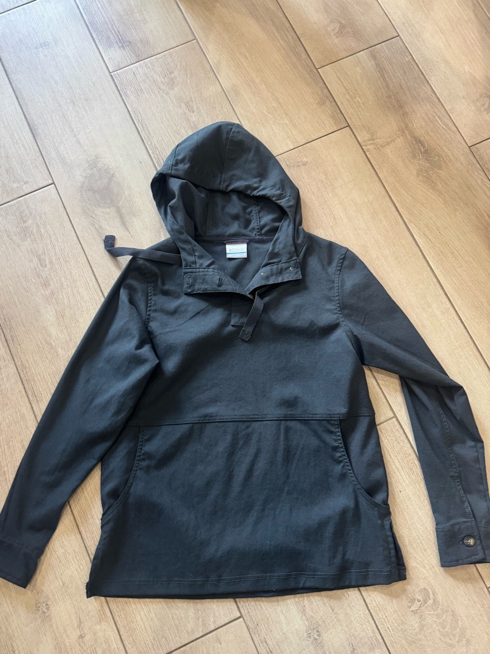 Columbia Black/Dark Gray Hooded Bomber Pullover Jacket with Hoodie Size Small